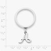 Small Script Initial Charm Dangle Ring