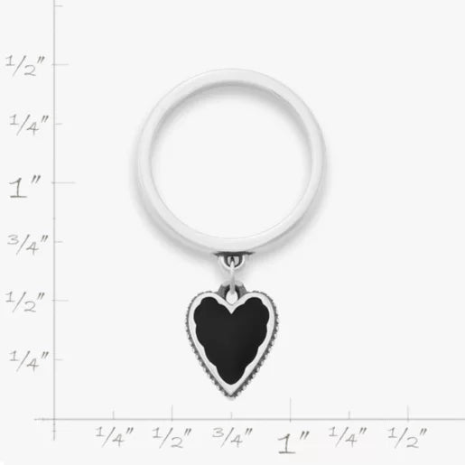 Small Enamel Heart Charm Dangle Ring