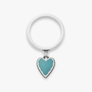 Small Enamel Heart Charm Dangle Ring