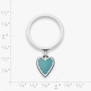 Small Enamel Heart Charm Dangle Ring