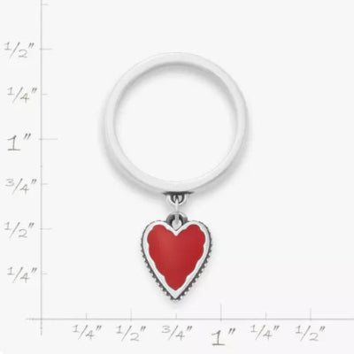 Small Enamel Heart Charm Dangle Ring