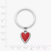 Small Enamel Heart Charm Dangle Ring
