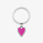 Small Enamel Heart Charm Dangle Ring