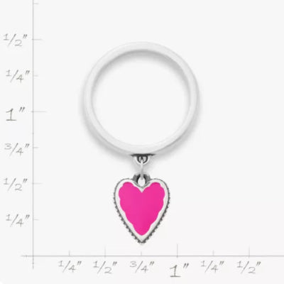 Small Enamel Heart Charm Dangle Ring