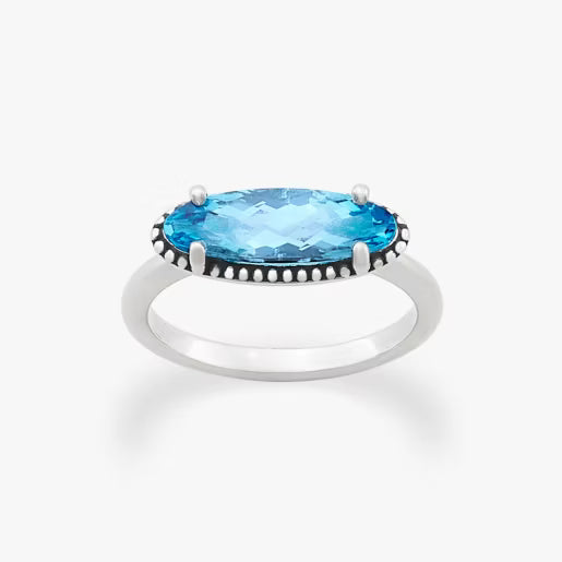 Beaded Horizon Gemstone Ring