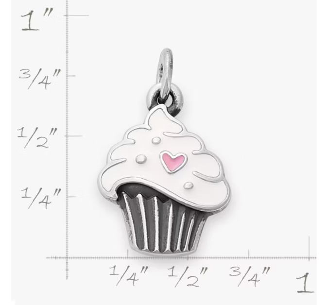 Enamel Sweetheart Cupcake Charm