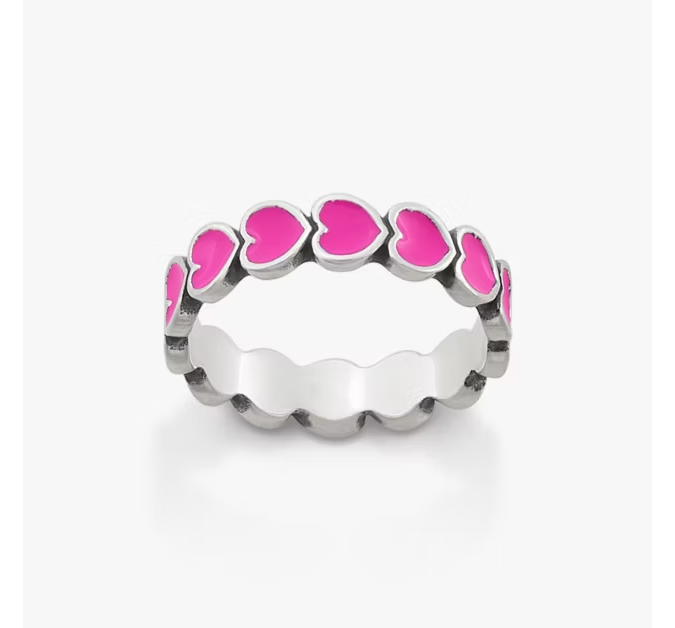Enamel Connected Hearts Ring