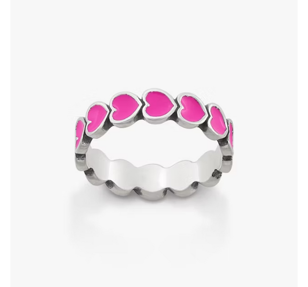 Enamel Connected Hearts Ring
