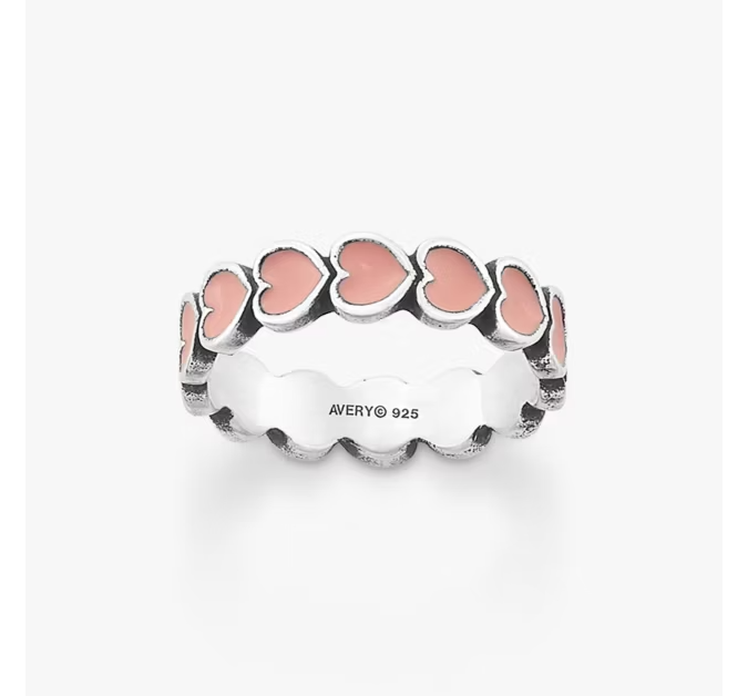 Enamel Connected Hearts Ring