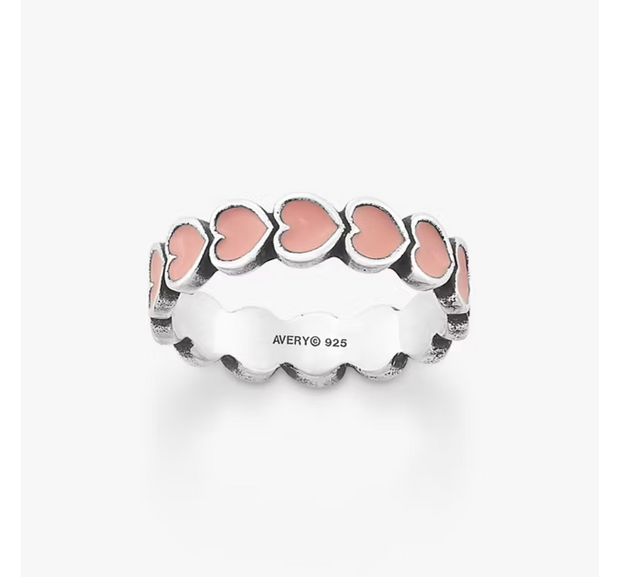 Enamel Connected Hearts Ring