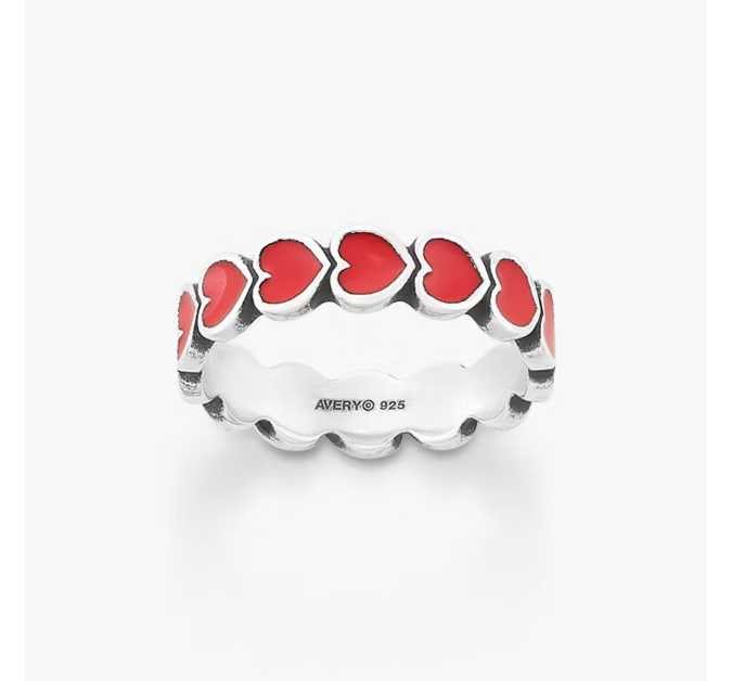 Enamel Connected Hearts Ring