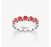 Enamel Connected Hearts Ring
