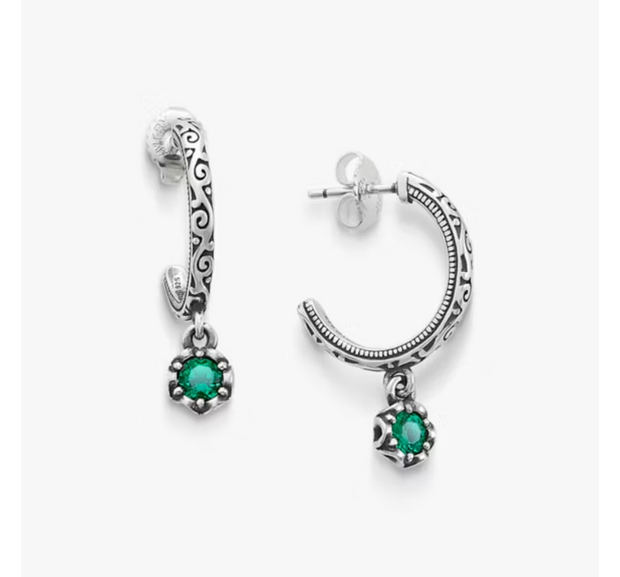 Cherished Birthstone Hoop Dangle Earrings